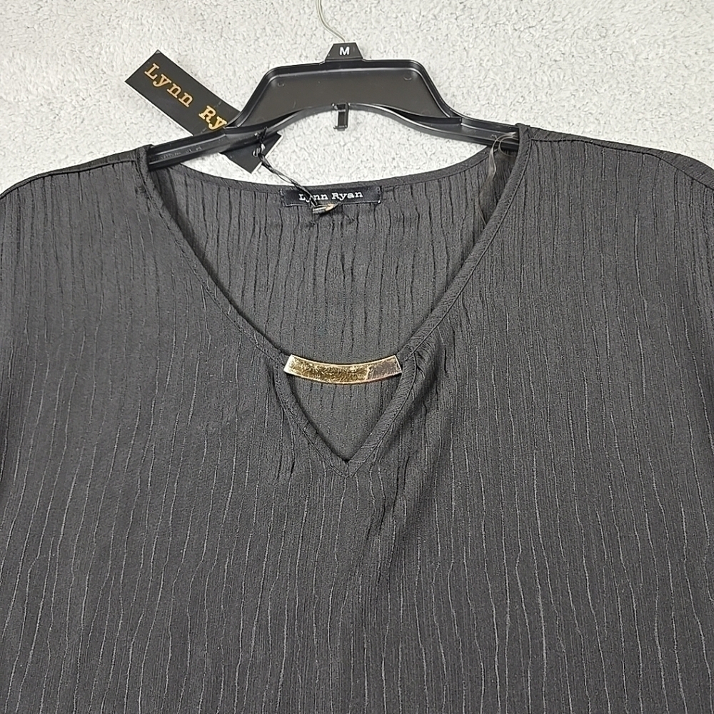 LYNN RYAN WOMEN'S SHORT SLEEVES WITH ACCENTS TOP/BLOUSE BLACK SIZE XL - Picture 15 of 15